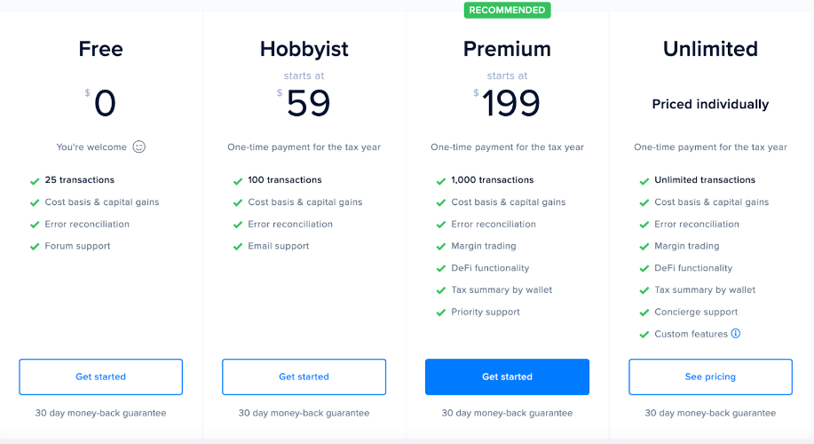CoinTracker Crypto Taxes Pricing