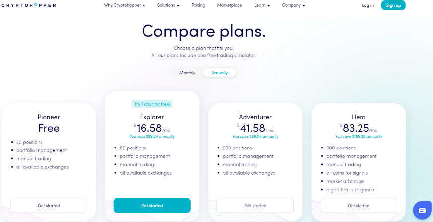 Cryptohopper Pricing Plans