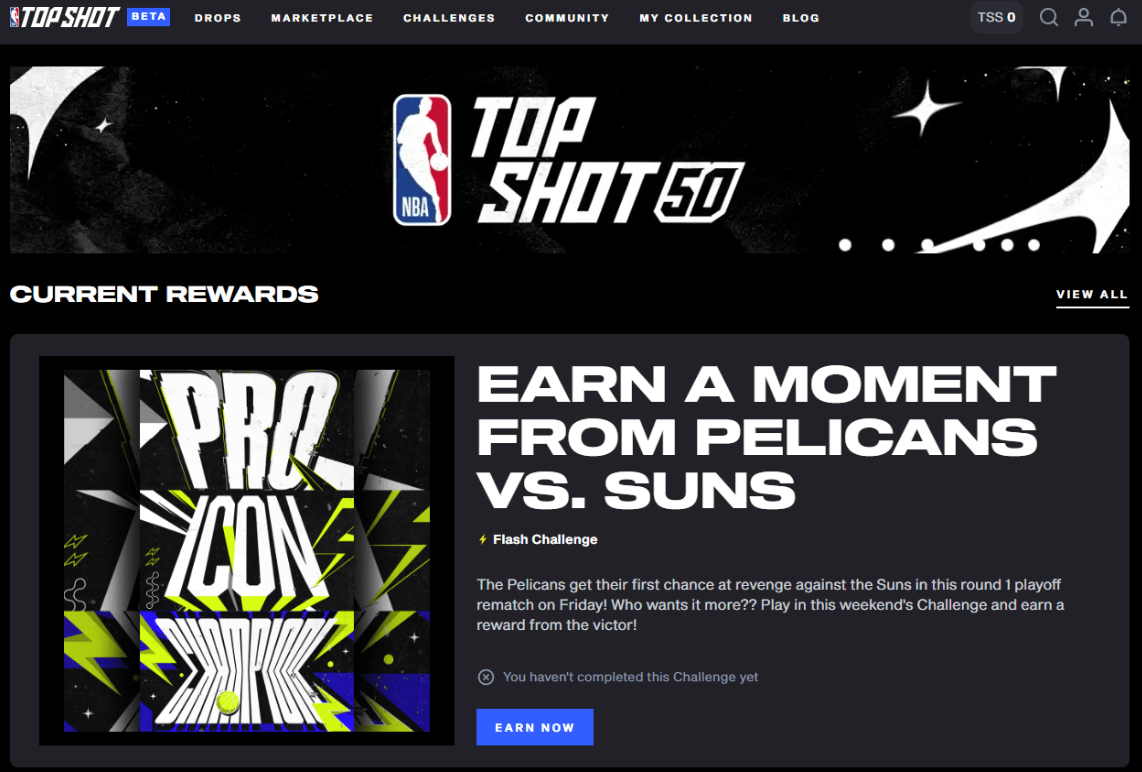 NBA Top Shot Homepage