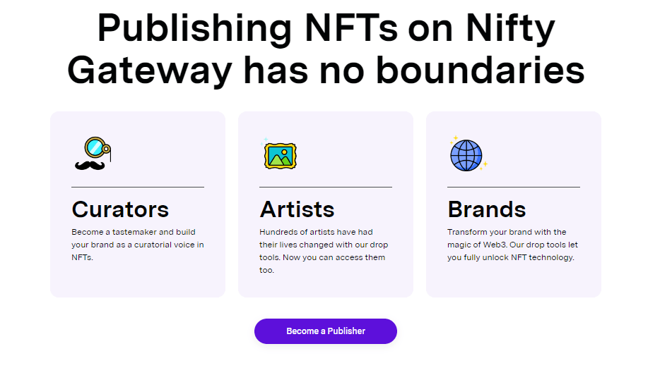 Nifty Gateway Publishers Portal