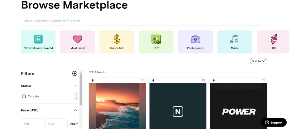 Nifty Gateway marketplace