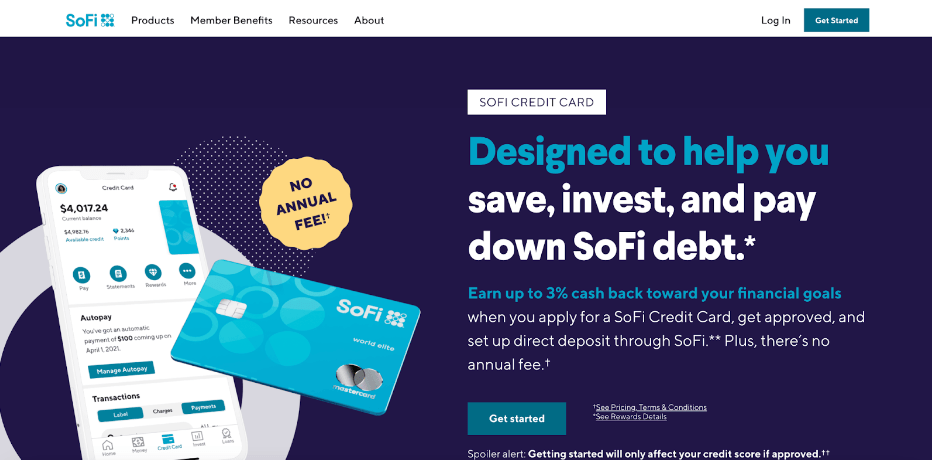 SoFi Credit Card Homepage